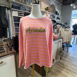 Arcadia Pink and Yellow Striped Sweatshirt